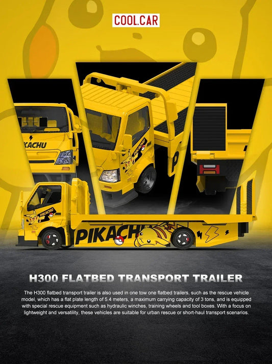 *PRE-ORDER* Cool Car H300 Flatbed Transport Trailer (Pikachu Painted), 1:64 Scale collectible diecast model at Poketwheels