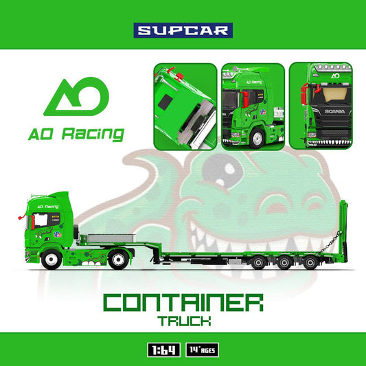 *PRE-ORDER* Scania Flatbed Transport Vehicle - Green Tyrannosaurus, 1:64 Scale