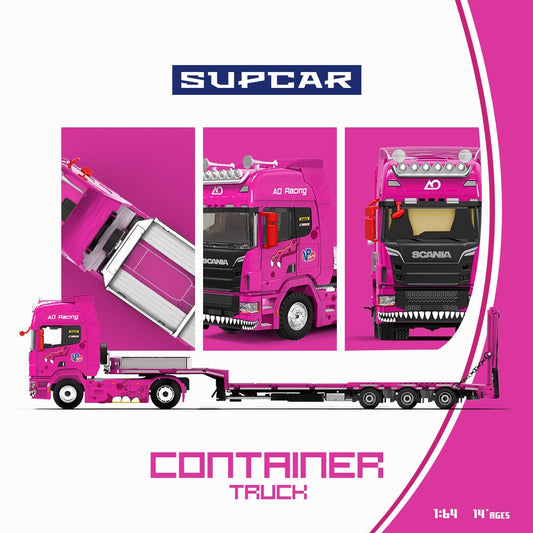 *PRE-ORDER* Scania Flatbed Transport Vehicle - Tyrannosaurus Rex, 1:64 Scale (Pink)
