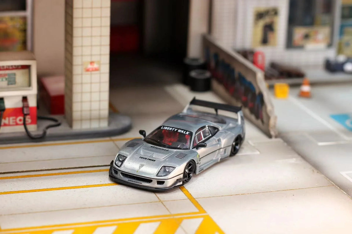 *PRE-ORDER* Ghost Player × Street Weapon 1:64 Scale Liberty Walk Widebody F40, Raw Color collectible diecast model at Poketwheels
