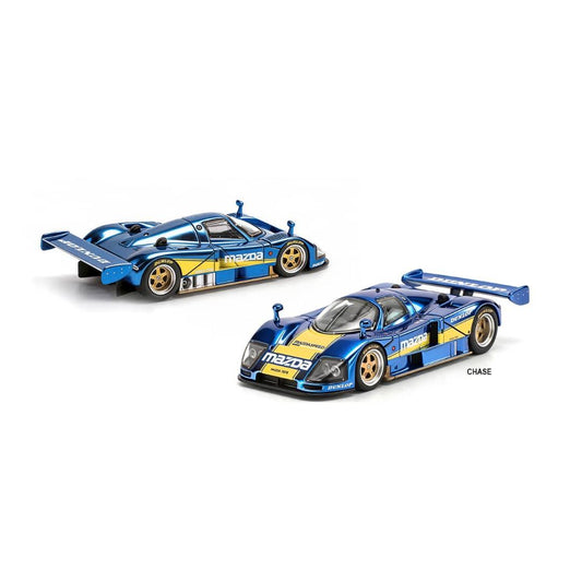 *PRE-ORDER* Mazda 787B (1991) Racing Blue Yellow Livery (Chance of Chase Car), 1:64 Scale collectible diecast model at Poketwheels