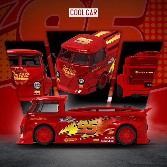 *PRE-ORDER* Volkswagen T1 pickup truck - Lightning McQueen, 1:64 Scale collectible diecast model at Poketwheels