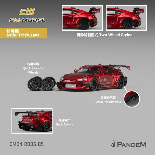 *PRE-ORDER* Toyota GT86 Pandem Widebody V3.5, 1:64 Scale (Metallic Red) collectible diecast model at Poketwheels
