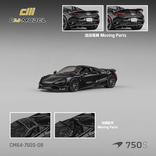 *PRE-ORDER* McLaren 750S Spider Onyx, 1:64 Scale (Black) collectible diecast model at Poketwheels