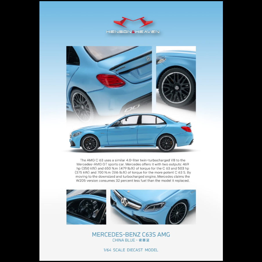 *PRE-ORDER* Mercedes Benz C63 Coupe AMG W205, 1:64 Scale (China Blue) collectible diecast model at Poketwheels