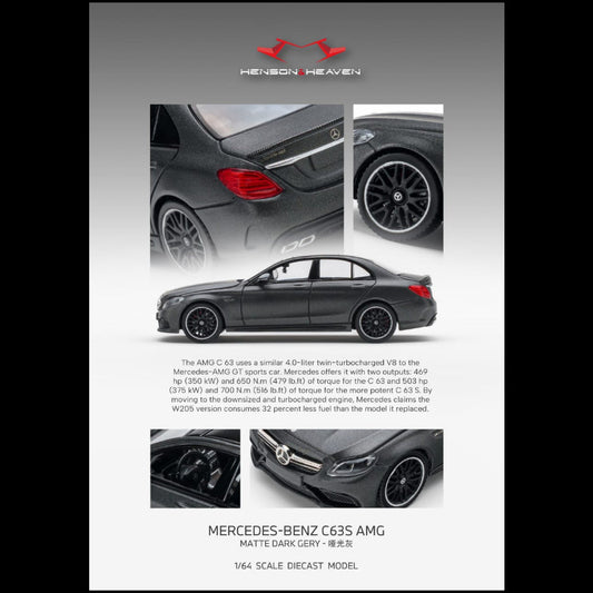 *PRE-ORDER* Mercedes Benz C63 Coupe AMG W205, 1:64 Scale (Matte Dark Grey) collectible diecast model at Poketwheels