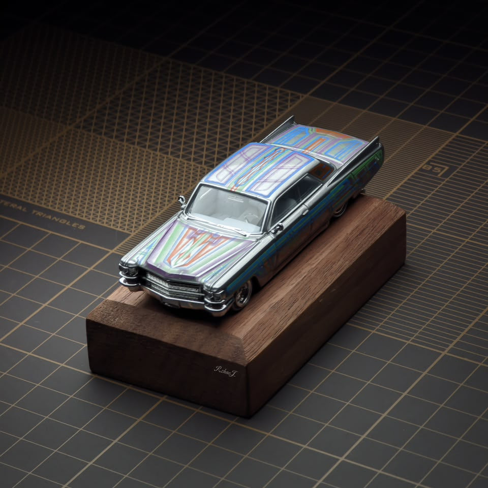 *PRE-ORDER* Cadillac DeVille Coupe Jump Car Silver ribbon with flowers 1964, 1:64 Scale collectible diecast model at Poketwheels