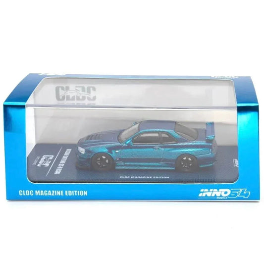 Skyline GT-R R34 CLDC Magazine Edition,1:64 Scale (Chrome Blue) collectible diecast model at Poketwheels