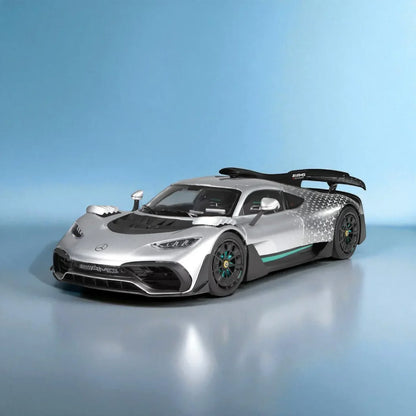 NZG Mercedes-AMG ONE Race with Stars Silver 1:18 Scale Diecast Model