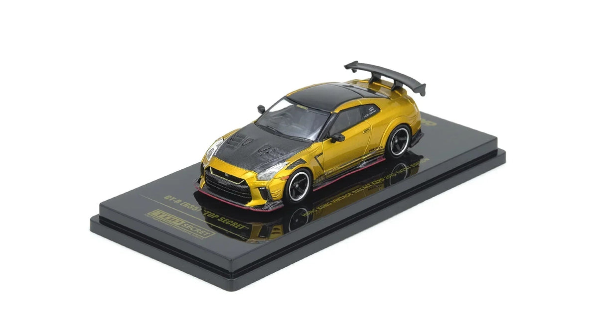 GT-R R35 Top Secret Hong Kong Vintage Diecast Expo 2025 Event Edition, 1:64 Scale (Mustard Gold) collectible diecast model at Poketwheels