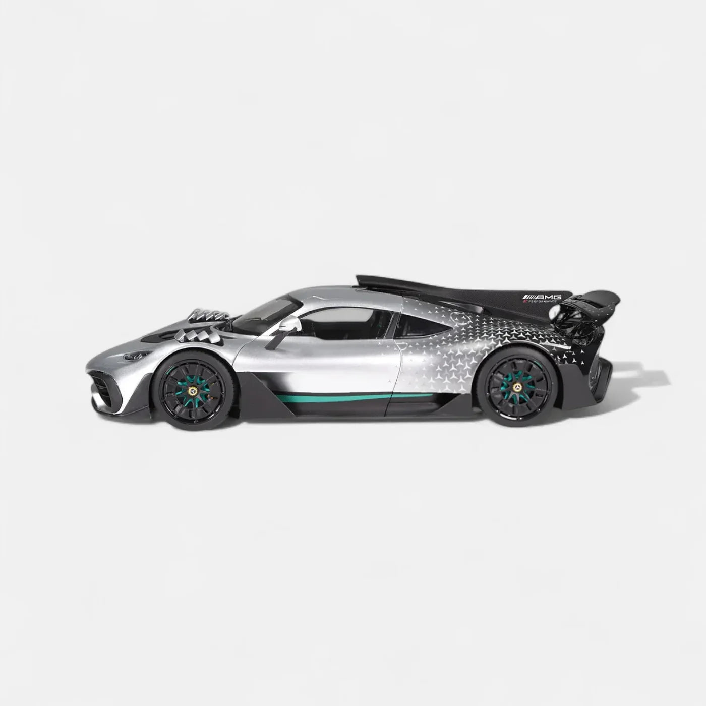 NZG Mercedes-AMG ONE Race with Stars Silver 1:18 Scale Diecast Model