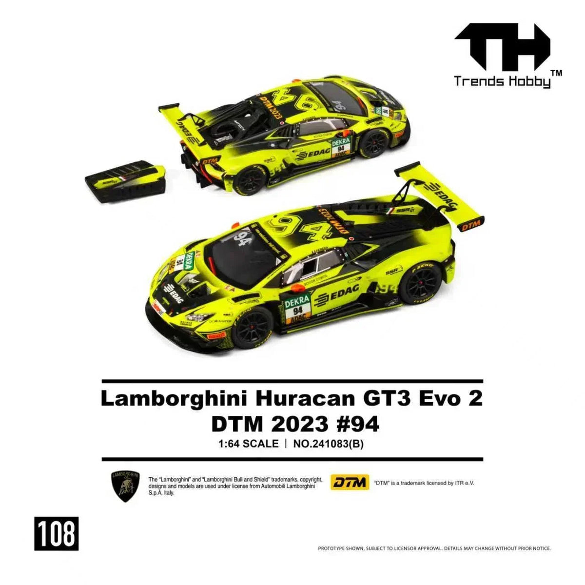 *PRE-ORDER* Lamborghini Huracan GT3 Evo2 DTM2023 #94, 1:64 Scale collectible diecast model at Poketwheels