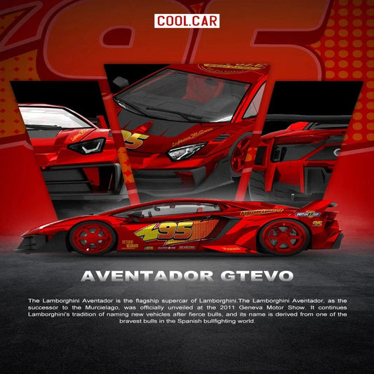 *PRE-ORDER*Lamborghini GTEVO Lightining McQueen, 1:64 Scale (Red) collectible diecast model at Poketwheels