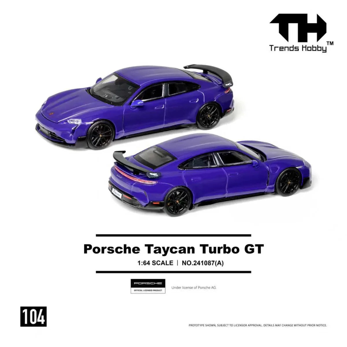 PRE-ORDER Trends Hobby Porsche Taycan Turbo GT Purple 1:64 Scale Diecast Model