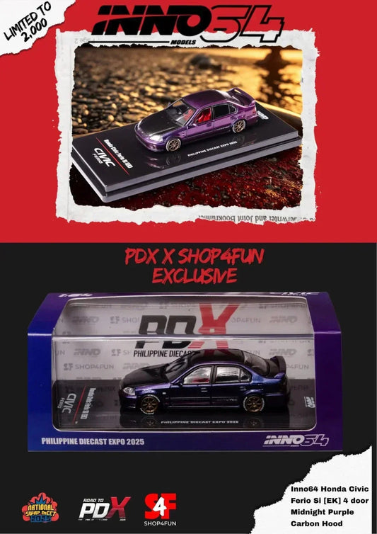 Honda Civic Ferio Si (EK) Philippine Diecast Expo 2025, 1:64 Scale (Midnight Purple) collectible diecast model at Poketwheels