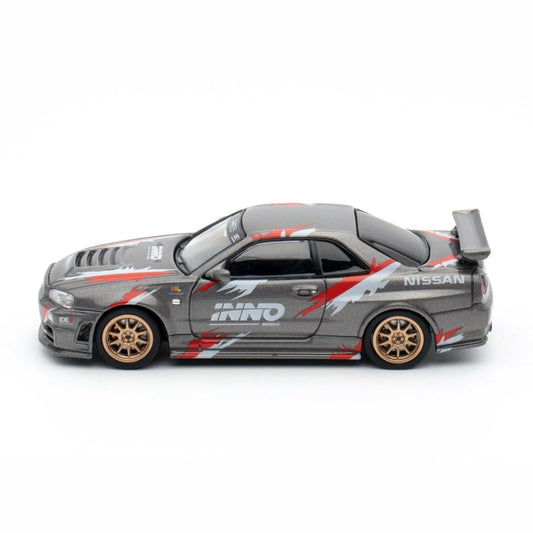 INNO64 Nissan Skyline GT-R R34 Z-Tune Indonesia Diecast Expo Exclusive Edition 1:64 Scale Diecast Model (Grey)