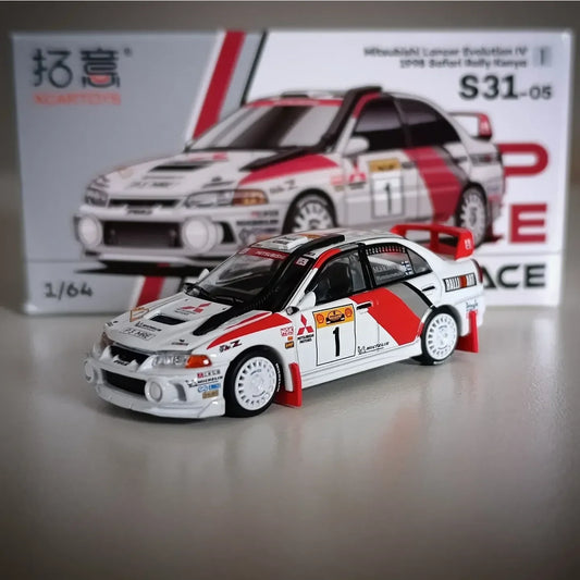 Mitsubishi Lancer Evolution IV 1998 Safari Rally Kenya #1, 1:64 Scale collectible diecast model at Poketwheels