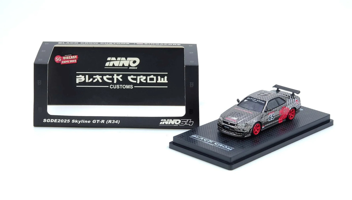 INNO64 Nissan Skyline GT-R R34 Black Crow Black 1:64 Scale Diecast Model (SGDE 2025)