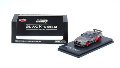 INNO64 Nissan Skyline GT-R R34 Black Crow Black 1:64 Scale Diecast Model (SGDE 2025)