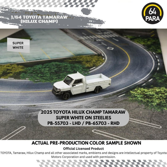 *PRE-ORDER* 1:64 2025 Toyota Hilux Champ / Tamaraw RHD Super, 1:64 Scale (White) collectible diecast model at Poketwheels