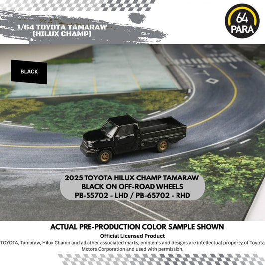 *PRE-ORDER* Toyota Hilux Champ / Tamaraw RHD Black w/off road tire 2025, 1:64 Scale collectible diecast model at Poketwheels