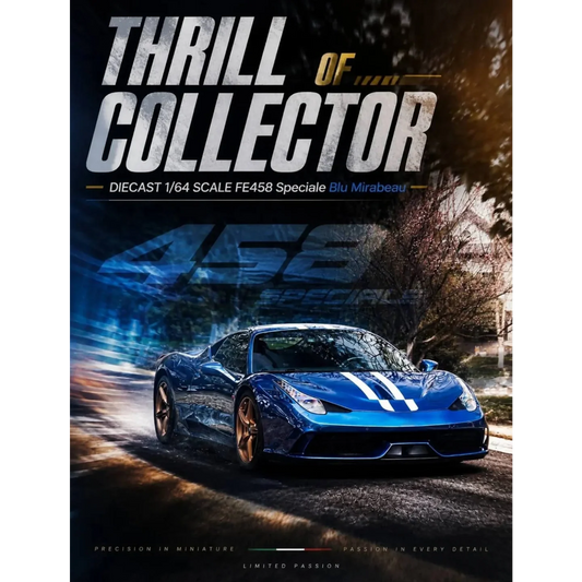Ferrari FE 458 Speciale BLU Mirabeau, 1:64 Scale collectible diecast model at Poketwheels