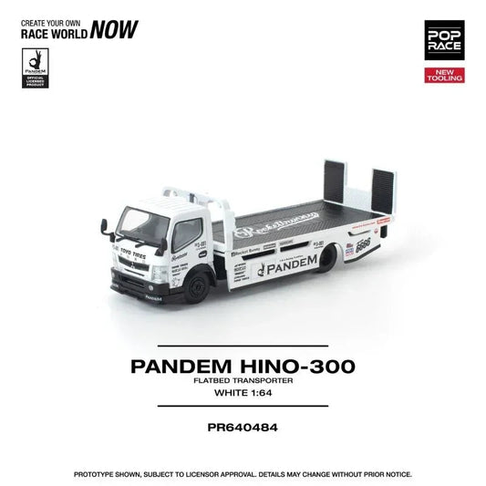 *PRE-ORDER* Pandem Fuso 300 Flatbed Transporter New Tooling, 1:64 Scale (White) collectible diecast model at Poketwheels