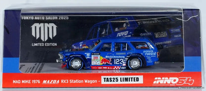 INNO64 Mad Mike 1976 Mazda RX-3 Station Wagon TAS 2024 1:64 Scale Diecast Model