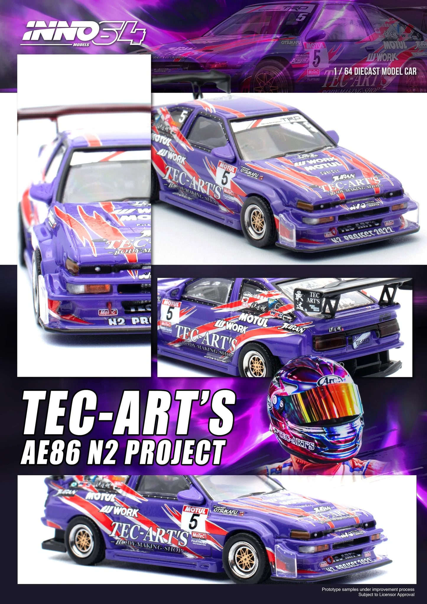 INNO64 Toyota Sprinter Trueno AE86 N2 Project By Tec-Art'S 1:64 Scale Diecast Model (Pre-Order)