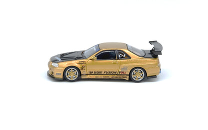 INNO64 Top Secret Nissan R34 GT-R Gold 1:64 Scale Diecast Model