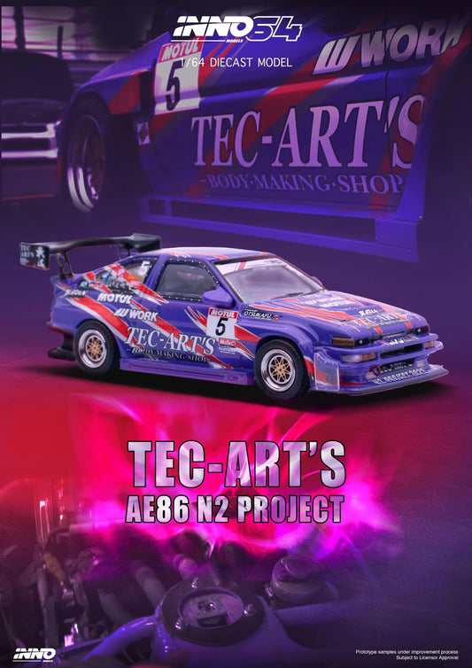 INNO64 Toyota Sprinter Trueno AE86 N2 Project By Tec-Art'S 1:64 Scale Diecast Model (Pre-Order)