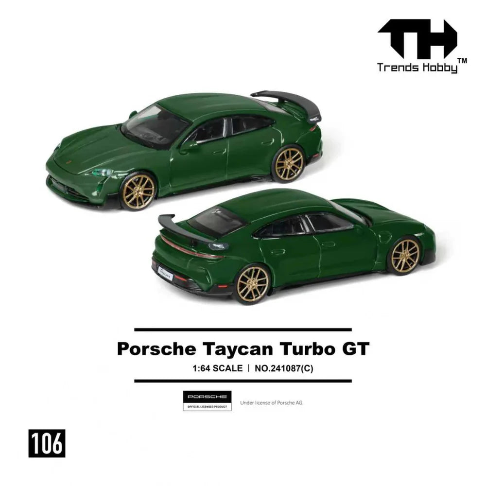 PRE-ORDER Trends Hobby Porsche Taycan Turbo GT Green 1:64 Scale Diecast Model