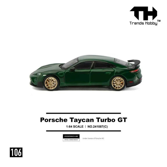PRE-ORDER Trends Hobby Porsche Taycan Turbo GT Green 1:64 Scale Diecast Model