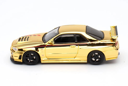 INNO64 Nissan Skyline GT-R R34 Nismo R-Tune Gold Chrome Hobby Expo China 2023 Event Edition 1:64 Scale Diecast Model (Pre-Order)