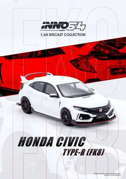 INNO64 Honda Civic Type R FK8 White 1:64 Scale Diecast Model