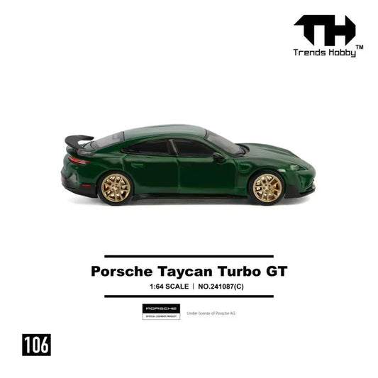 PRE-ORDER Trends Hobby Porsche Taycan Turbo GT Green 1:64 Scale Diecast Model