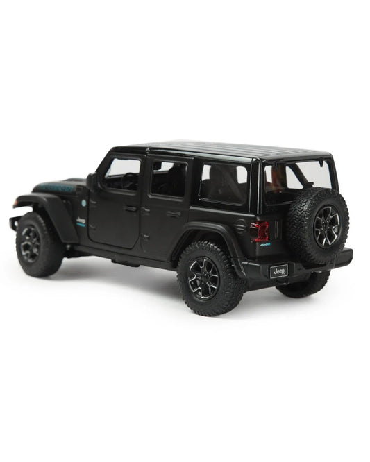 Premium scale diecast model car  – Jeep Wrangler Rubicon 4xe, 1:24 Scale (Black) Collectible