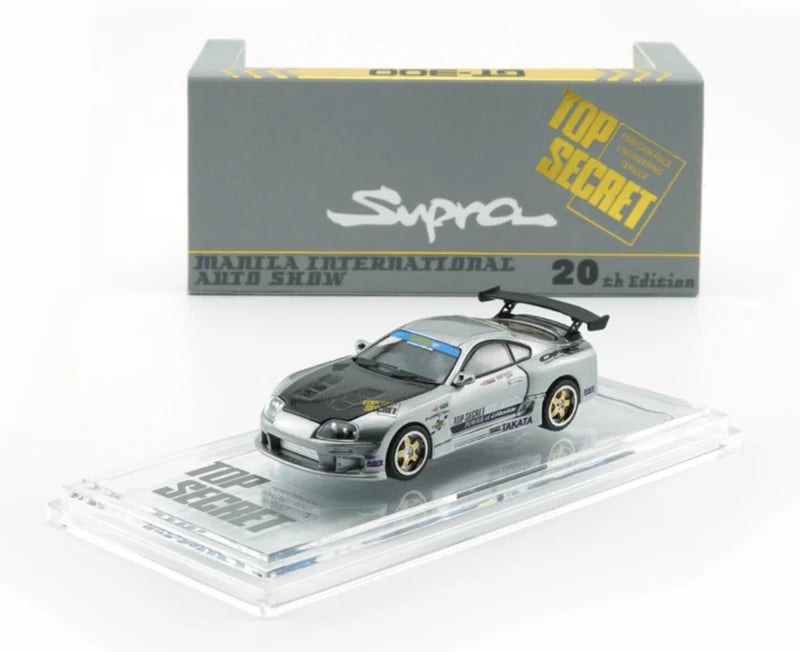 BMC Toyota Supra Top Secret JZA80 RHD Manila Show Silver 1:64 Scale Diecast Model